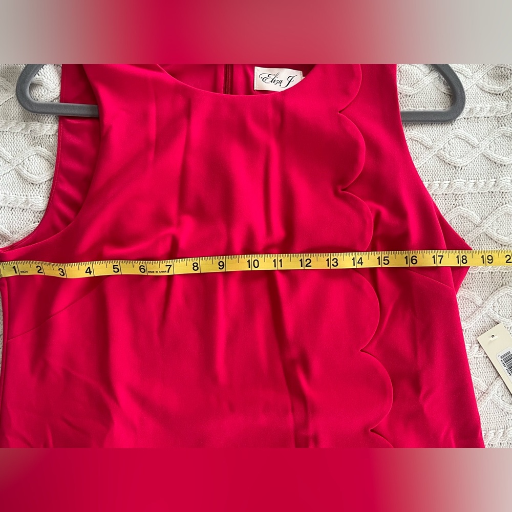 Eliza J Vibrant Pink Scalloped Mini Dress Women Size 12 - Picture 4 of 14